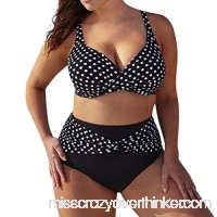 Amiley Hot Sale Holiday Women Dots Bikini Sets Two Piece Swimsuits Plus Size Swimwear Beach Suit Black B07DHL8BW5